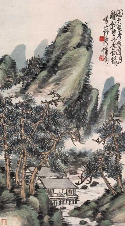 蒲华 闭户著书图 立轴